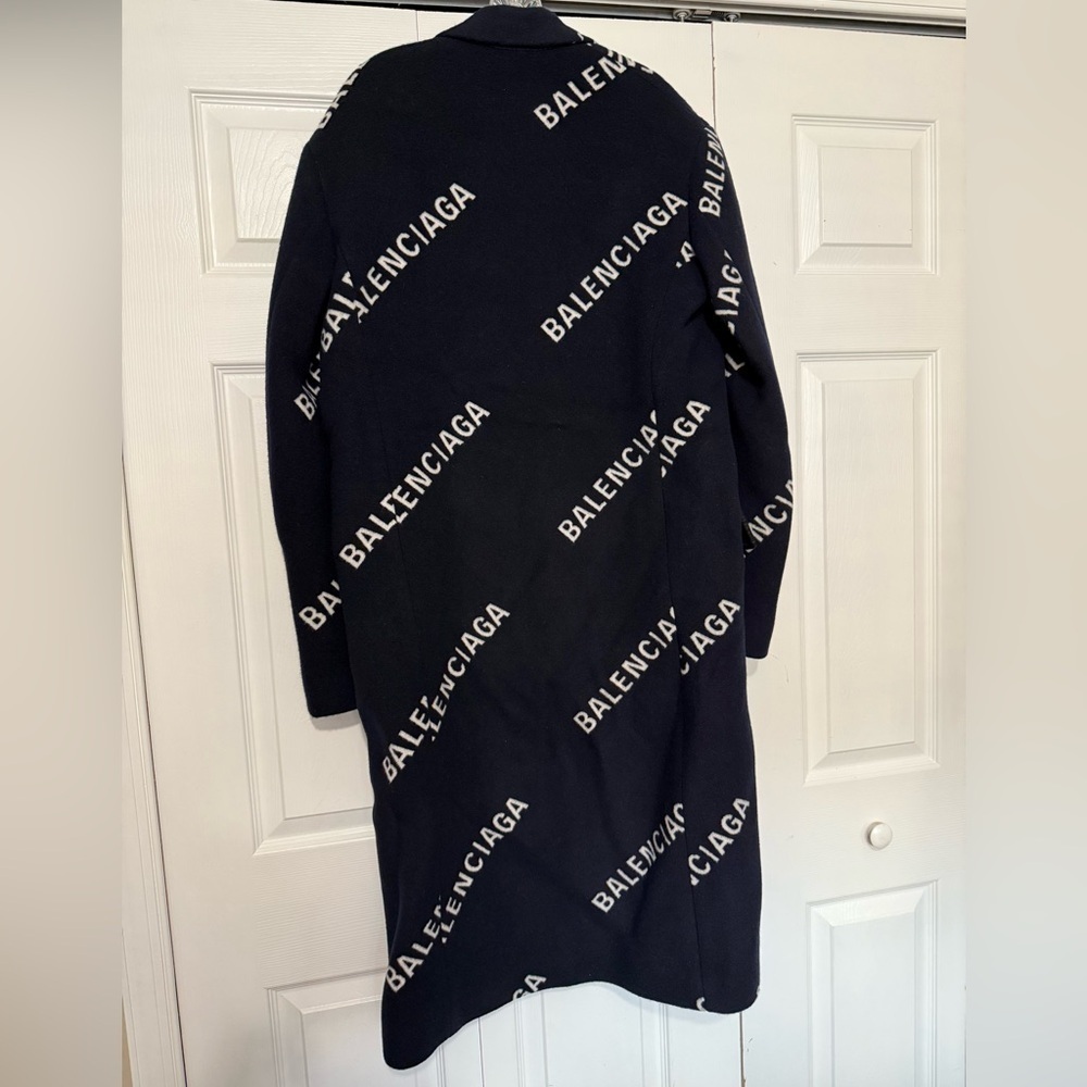 BRAND NEW Balenciaga Logo Limited Edition Jacquard Cashmere Coat New with Tags - Picture 9 of 14